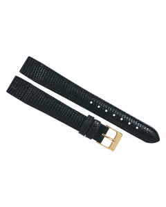 16mm Black Padded Crocodile Print Leather Watch Band