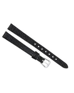 10mm Black Flat Lizard Print Leather Watch Band