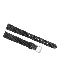 12mm Black Flat Lizard Print Leather Watch Band