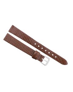12mm Brown Flat Lizard Print Leather Watch Band