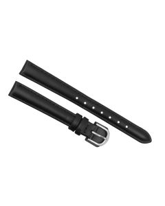 12mm Black Stitched Plain Style Leather Watch Band