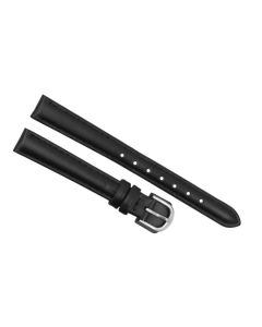 12mm Black Stitched Plain Style Leather Watch Band