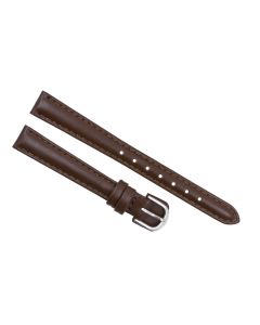 12mm Brown Plain Stitched Style Leather Watch Band