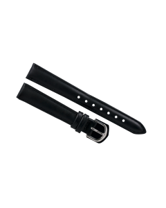 14mm Black Padded Plain Style Stitched Leather Watch Band