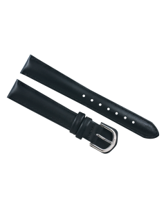 16mm Black Padded Plain Style Stitched Leather Watch Band