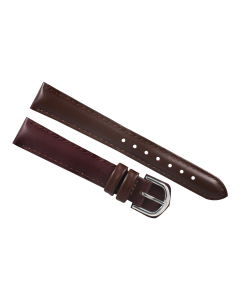 16mm Brown Padded Plain Style Stitched Leather Watch Band