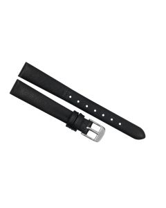 12mm Black Smooth Plain Leather Watch Band