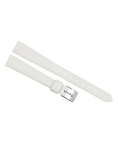 13mm White Smooth Plain Leather Watch Band