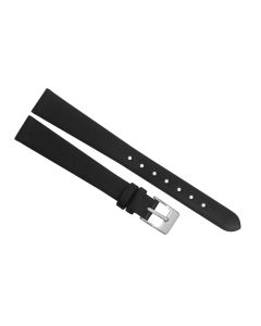 13mm Black Smooth Plain Leather Watch Band