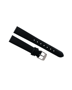 14mm Black Smooth Plain Leather Watch Band