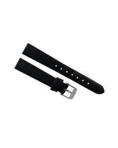 14mm Black Smooth Plain Leather Watch Band