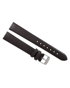 16mm Brown Smooth Plain Leather Watch Band