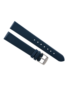 16mm Navy Blue Smooth Plain Leather Watch Band