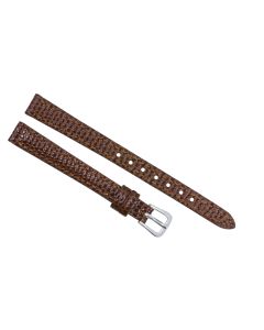 10mm Brown Stitched Lizard Print Leather Watch Band