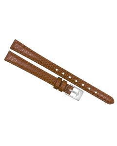 10mm Light Brown Stitched Lizard Print Leather Watch Band