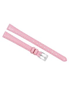 10mm Pink Stitched Lizard Print Leather Watch Band