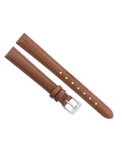 12mm Light Brown Stitched Lizard Print Leather Watch Band