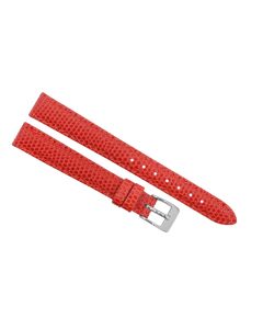12mm Red Stitched Lizard Print Leather Watch Band