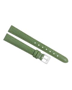 12mm Green Stitched Lizard Print Leather Watch Band
