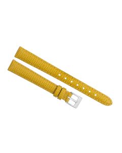 12mm Yellow Stitched Lizard Print Leather Watch Band