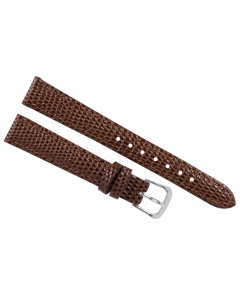 14mm Brown Stitched Lizard Print Leather Watch Band