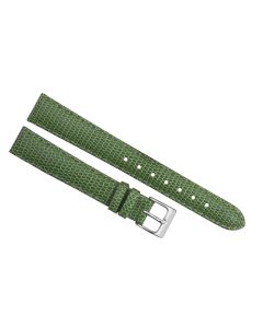 14mm Green Stitched Lizard Print Leather Watch Band