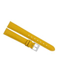 14mm Yellow Stitched Lizard Print Leather Watch Band