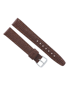 16mm Light Brown Stitched Lizard Print Leather Watch Band