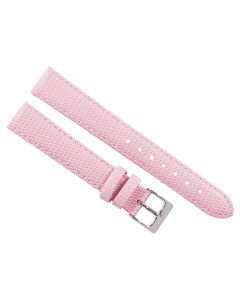 16mm Pink Stitched Lizard Print Leather Watch Band
