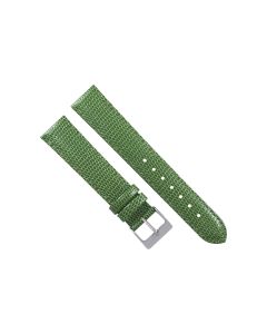 18mm Green Stitched Lizard Print Leather Watch Band