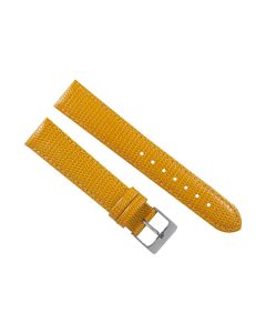 18mm Yellow Stitched Lizard Print Leather Watch Band