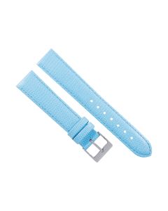 18mm Light Blue Stitched Lizard Print Leather Watch Band
