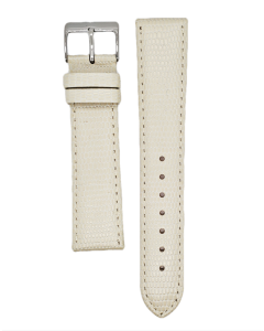 20mm Sand Color Lizard Print Stitched Leather Watch Band