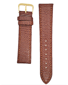 20mm Light Brown Lizard Print Stitched Leather Band