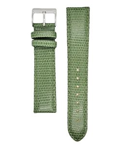 20mm Green Lizard Print Stitched Leather Watch Band