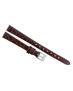10mm Brown Flat Crocodile Print Leather Watch Band