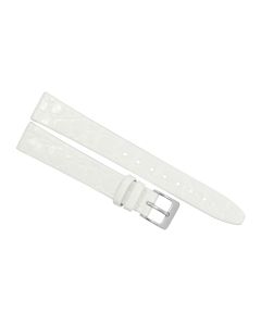 14mm White Flat Crocodile Print Leather Watch Band