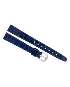 12mm Navy Blue Stitched Crocodile Print Leather Watch Band