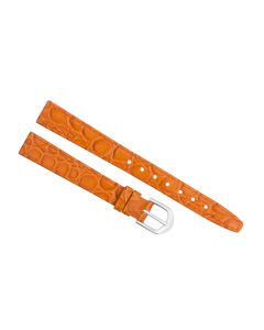 12mm Orange Stitched Crocodile Print Leather Watch Band
