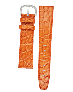 20mm Orange Stitched Crocodile Print Leather Watch Band