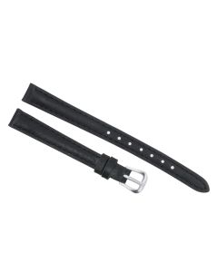 10mm Black Plain Stitched Style Leather Watch Band