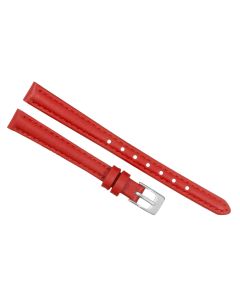 10mm Red Plain Stitched Style Leather Watch Band