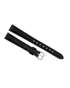 12mm Black Plain Stitched Style Leather Watch Band