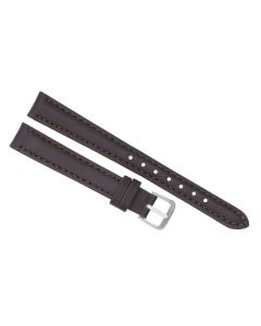 12mm Brown Plain Stitched Style Leather Watch Band