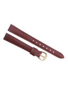 12mm Burgundy Plain Stitched Style Leather Watch Band