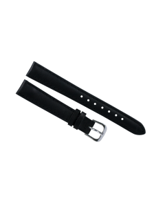 14mm Black Plain Stitched Style Leather Watch Band