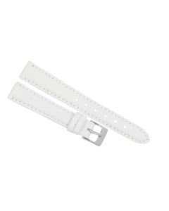 14mm White Plain Stitched Style Leather Watch Band
