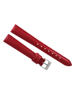 15mm Red Plain Stitched Style Leather Watch Band