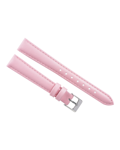 15mm Pink Plain Stitched Style Leather Watch Band