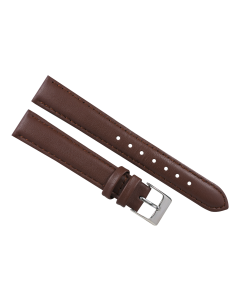 16mm Medium Brown Plain Stitched Style Leather Watch Band